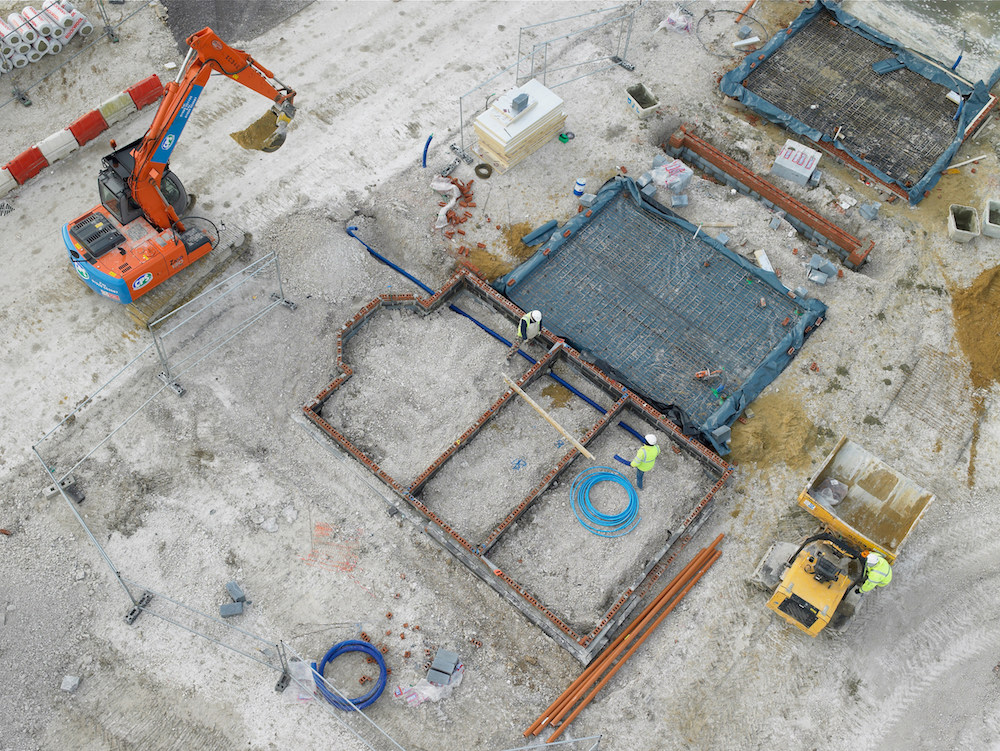 Aerial view of construction site